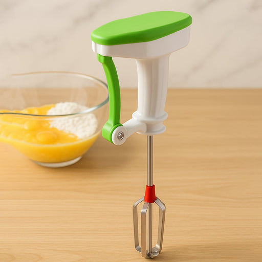 Dabster Power Free Hand Blender with a stainless steel whisk attachment.