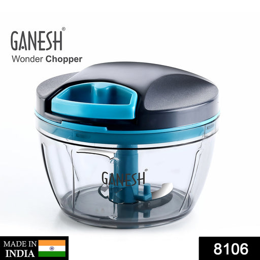 Side view of Ganesh Wonder Hand Chopper, ready for tear-free chopping.