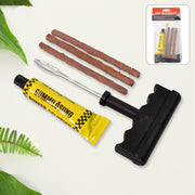 Components of the tubeless tyre repair kit including the reamer and insertion tool.