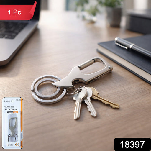 Metal key holder with dual rings and secure lock