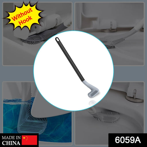 Space-saving long-handled golf toilet brush hanging on its built-in eyelet for quick drying.