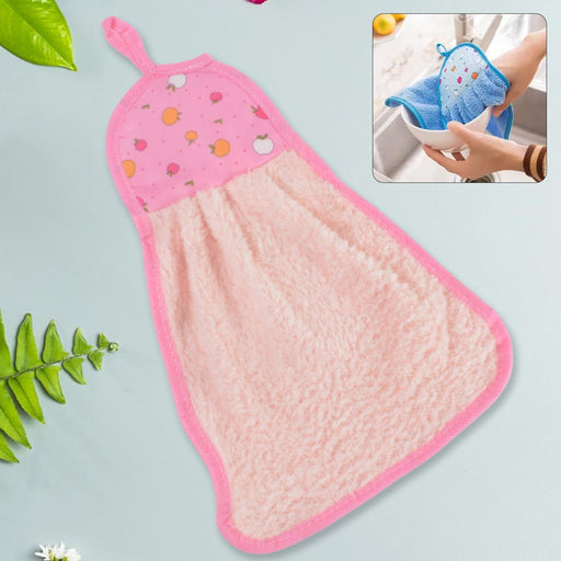Microfiber kitchen towel with loop hanging for quick drying