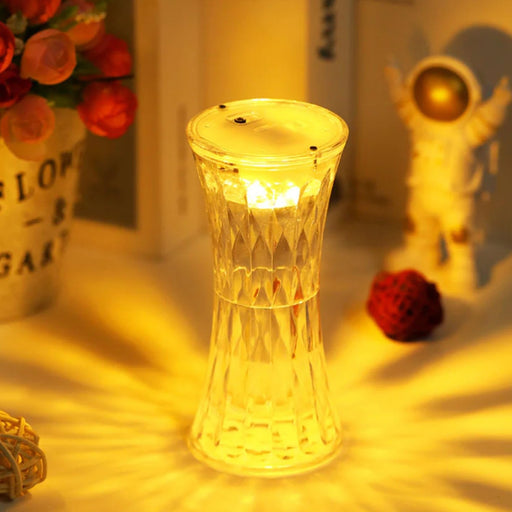 Crystal Night Light Lamp on a dark surface, glowing softly.