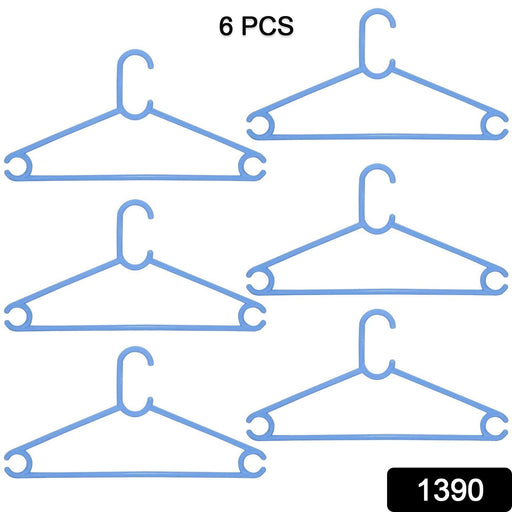 Close-up of a sturdy plastic clothes hanger, showcasing its robust design.