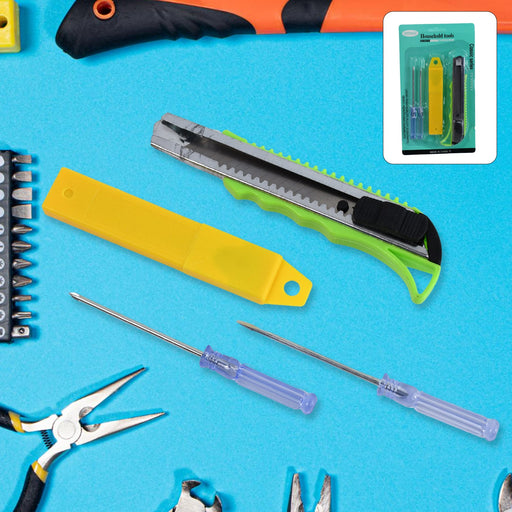 Heavy duty cutter knife and two screwdriver set for versatile heavy-duty tasks