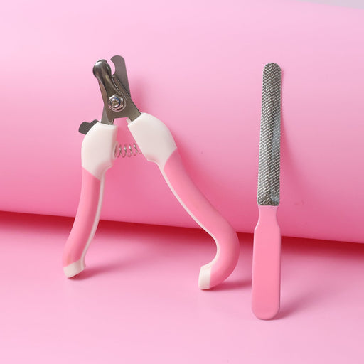 Pet nail clipper and file set with stainless steel blades for safe grooming
