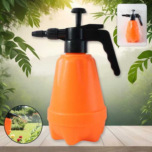 Durable 1.5L pressure spray bottle with heavy-duty plastic body front view
