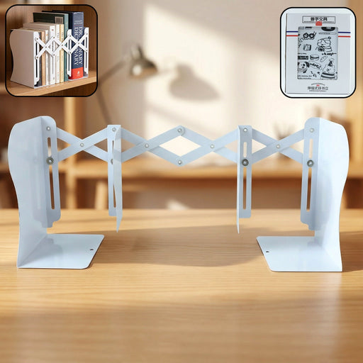 Adjustable telescope iron desk book stand with expandable accordion design