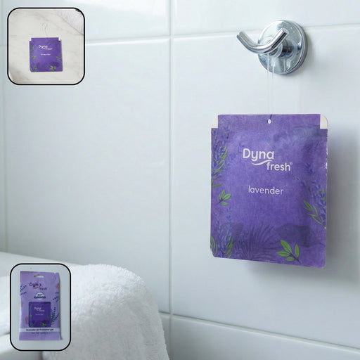 Lavender hanging air freshener gel 10gm in use in small space