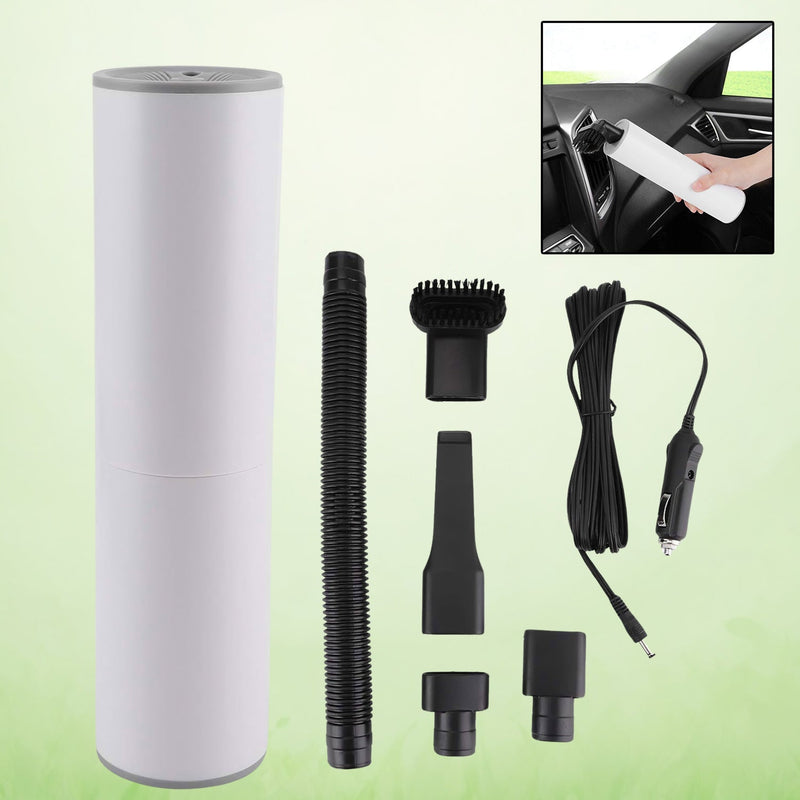Portable car vacuum cleaner, compact and ready for use.
