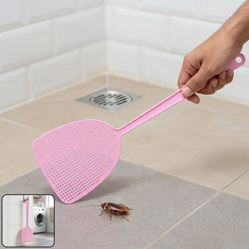 Plastic fly swatter with long handle for household pest control