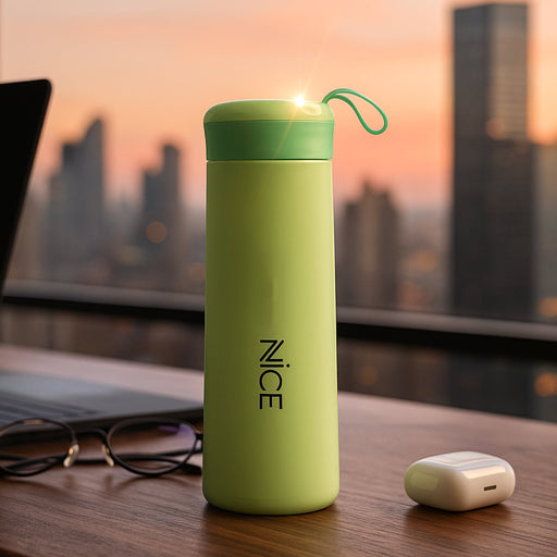Vibrant green leak-proof vacuum-style plastic water bottle with screw lid