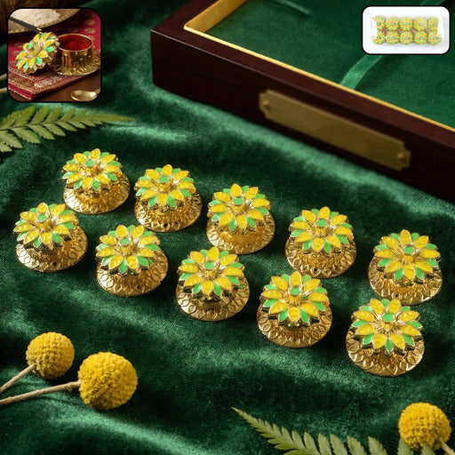 Decorative kumkum storage box with floral design for pooja rituals