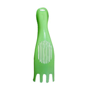 Versatile strainer spoon for washing various grains and vegetables.