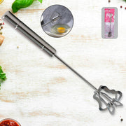Stainless steel handy churner with blades and easy-press handle for kitchen use