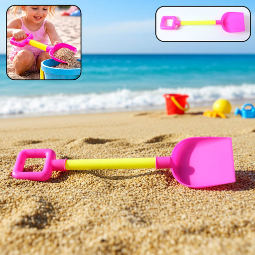 Kids beach sand shovel toy with bright colors on white background