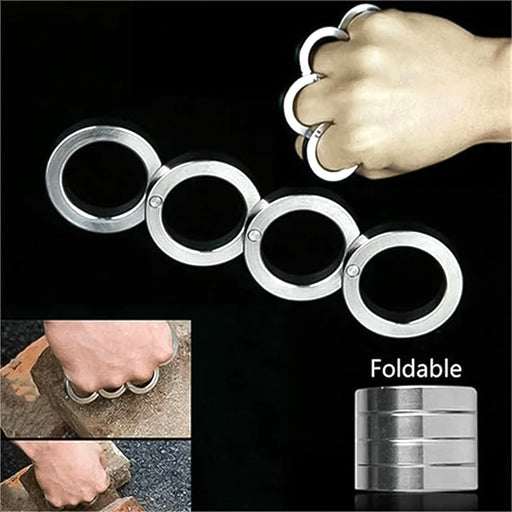 Fidget ring made of stainless steel, designed for portable 4-finger rotation.