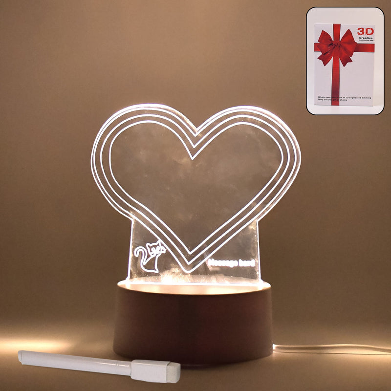 Visualization Lamp 3D Acrylic glowing heart shape desk lamp