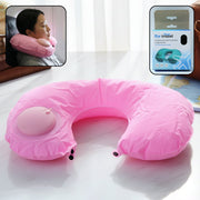 Inflatable U-shaped travel neck pillow for ergonomic neck comfort