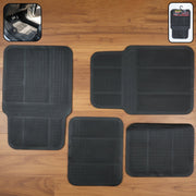 Universal car floor mat set in textured black rubber for interior protection
