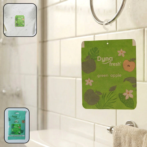 Green apple hanging air freshener gel in a small compact design