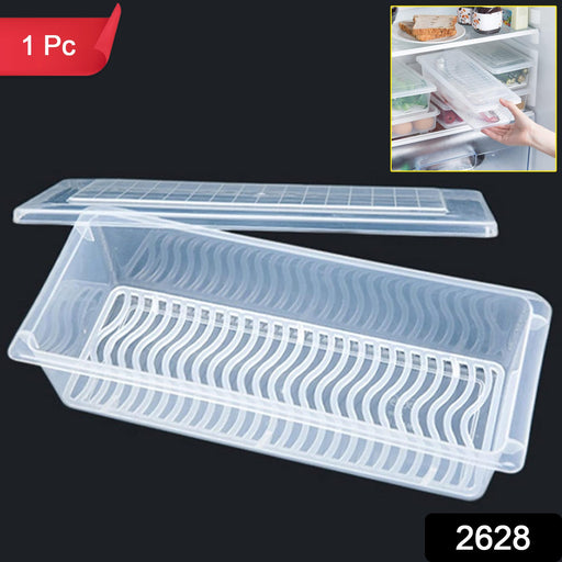 A close-up of the 1500ml food storage container showing its removable blue drain plate.
