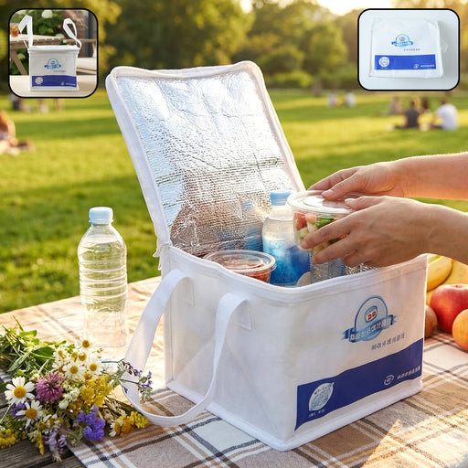 Thermal insulated lunch bag with zipper and carry handles