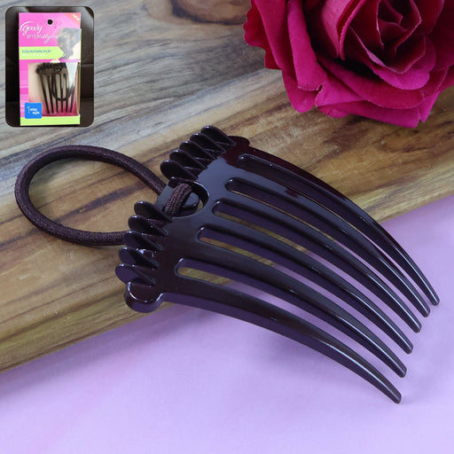 Ponytail Comb with elastic loop for easy, voluminous hair styling on a white background.