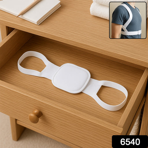 Side view of a person wearing the comfortable posture brace discreetly under a shirt.
