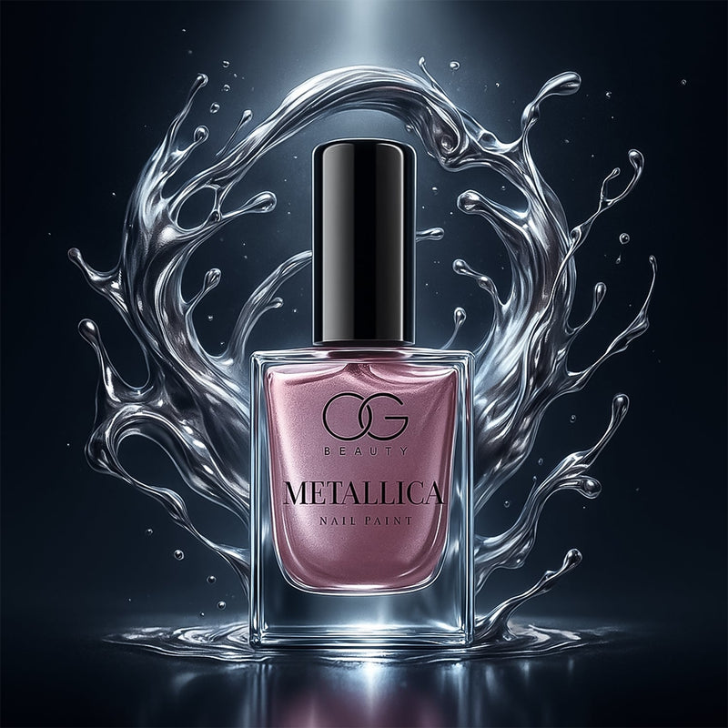 Bottle of Purple Metallica Nail Polish with shimmering opal purple shade