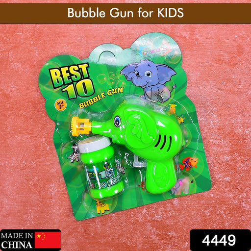 Hand pressed elephant bubble blaster toy creating bubbles
