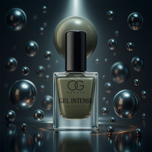 OG Beauty Pearl Grey Gel Nail Polish bottle with rich grey gel finish