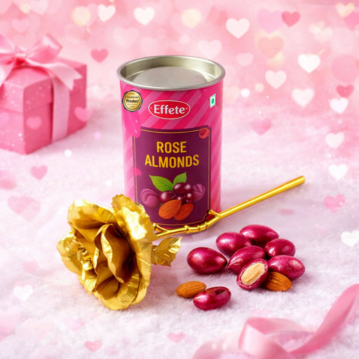 Golden Rose Gift Set featuring premium artificial rose and rose almonds