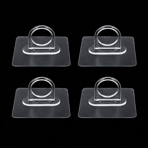 Adhesive plastic wall hook 4-piece set mounted on wall for home organisation