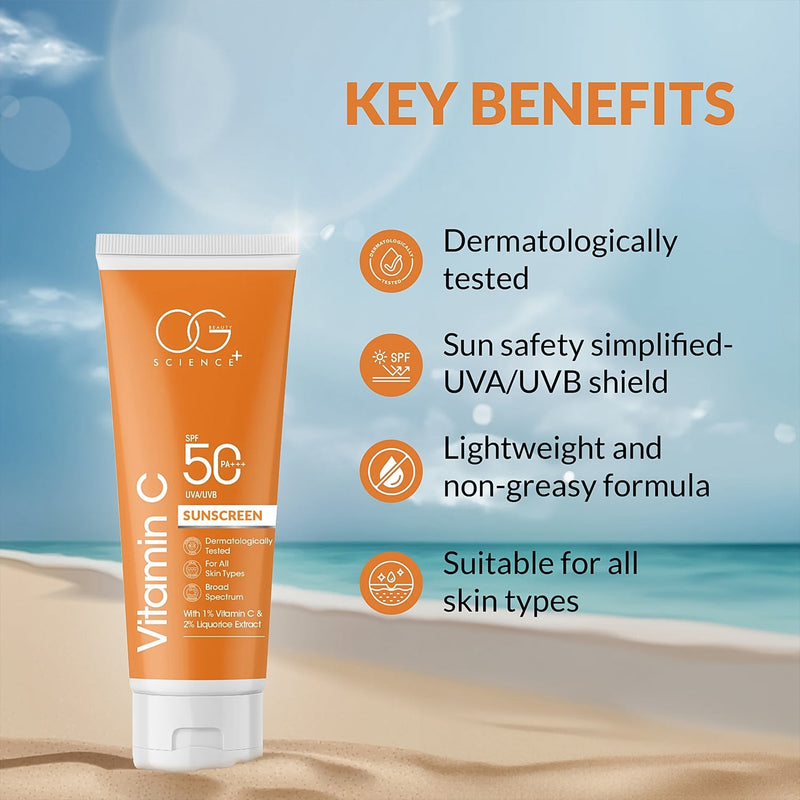 OG Beauty Vitamin C Sunscreen lotion tube showing front label