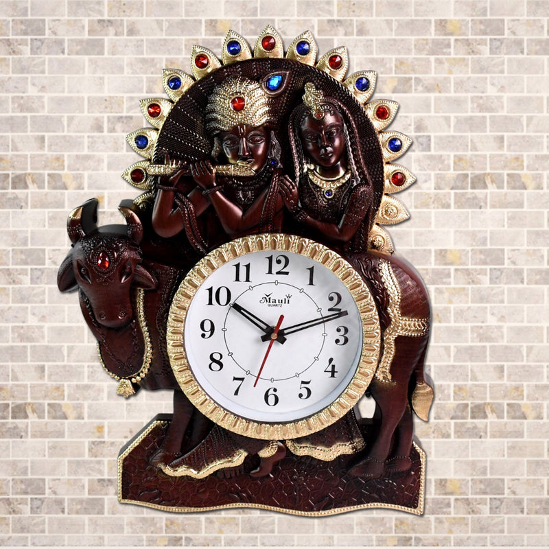 Traditional design Radha Kishan analog clock perfect for living room wall