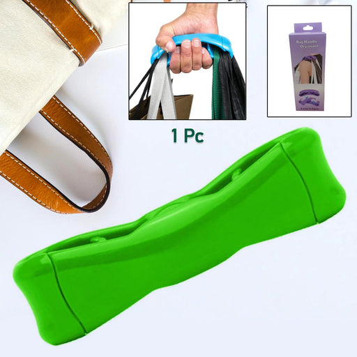 Multi-color grocery bag holder with ergonomic design.