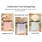Assortment of colorful, stackable silicone food bags for organised kitchen storage.