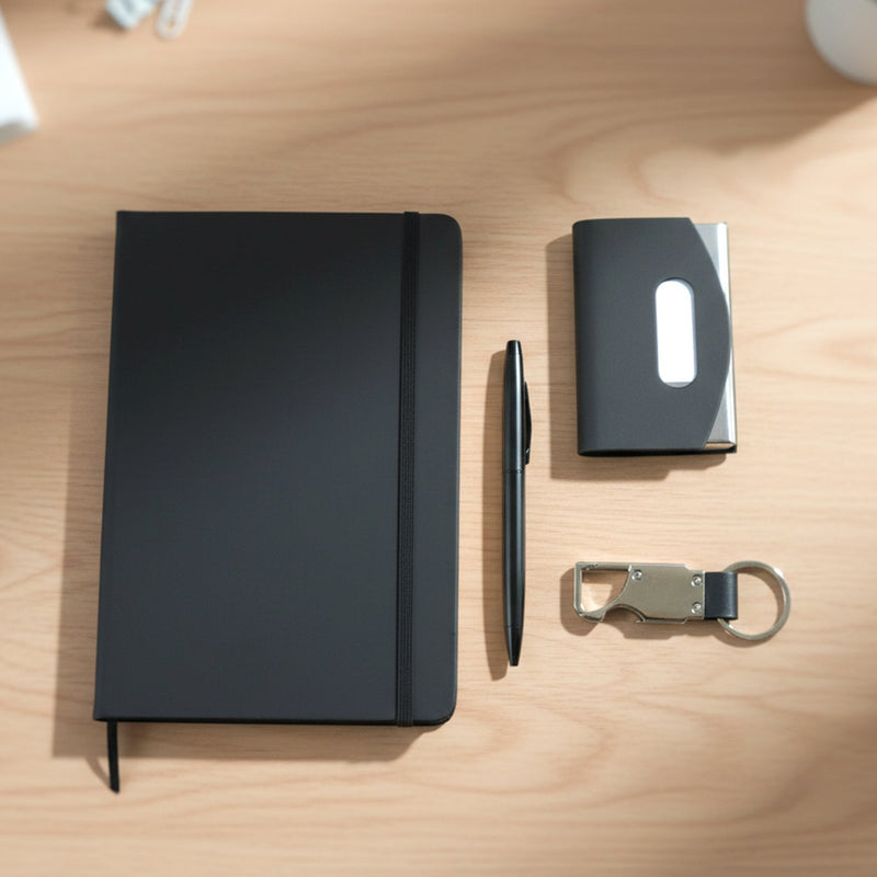 Compact executive travel essentials set with office essentials for trips