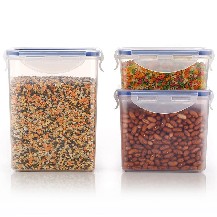 Rectangle Food Storage Containers: Airtight, Leak-Proof Lids (3-Pack, Clear ABS)