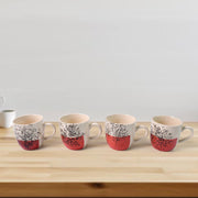 Top view of ceramic cups and glass bowls in 9-piece set