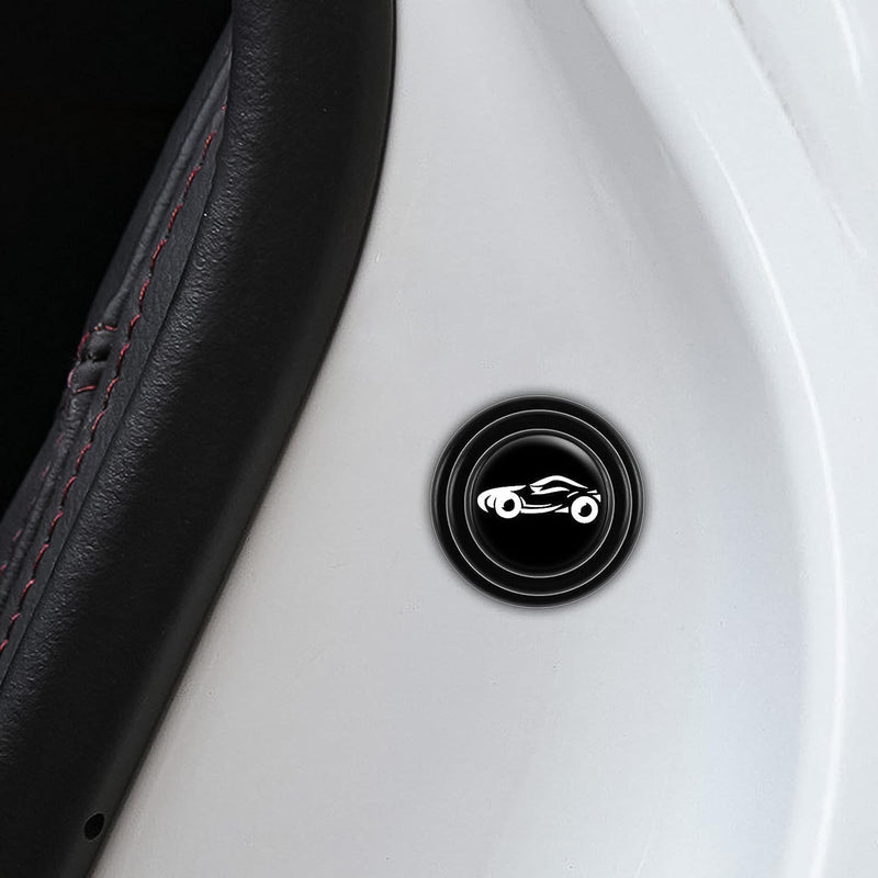 Installation guide showing how to peel and stick the car door anti-collision pad.