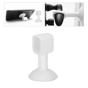 Silicone door stopper attached to metal door handle preventing wall damage