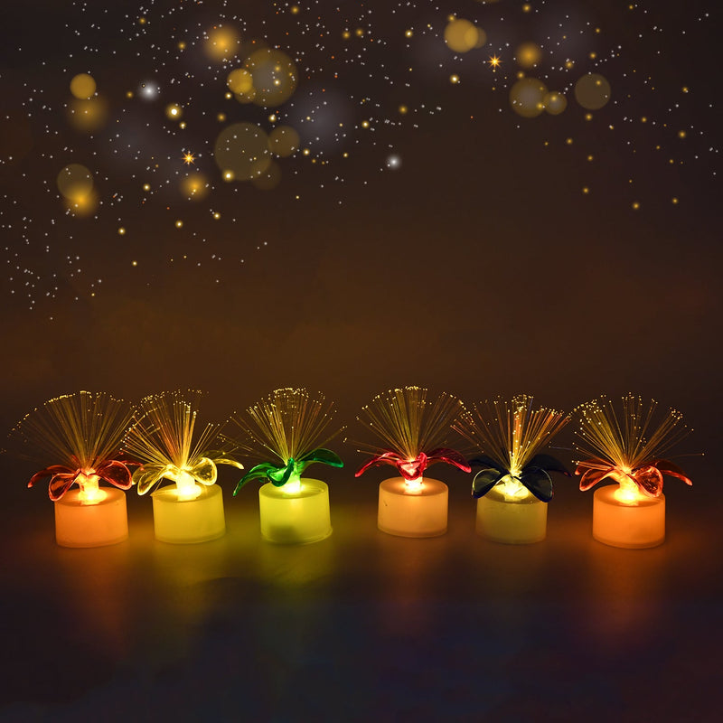 Mini fiber optic LED light centerpiece showcasing its color-changing effect.