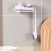 Wall mounted cleaning combo set with brush and storage tray for kitchen sink organization
