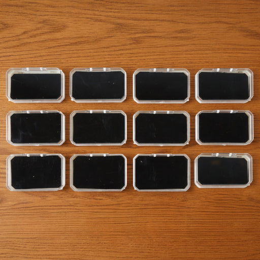 Twelve-piece rectangular jewellery storage box set with soft base for rings and earrings