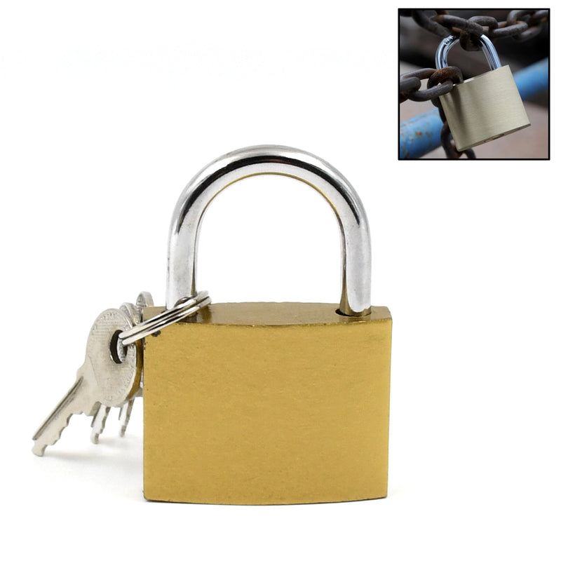 Hand holding the compact 38mm solid padlock, showing its size and build.
