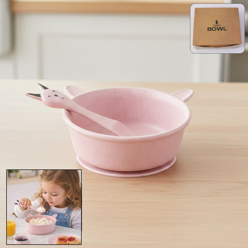Kids feeding bowl with cute spoon set showing 240ML capacity