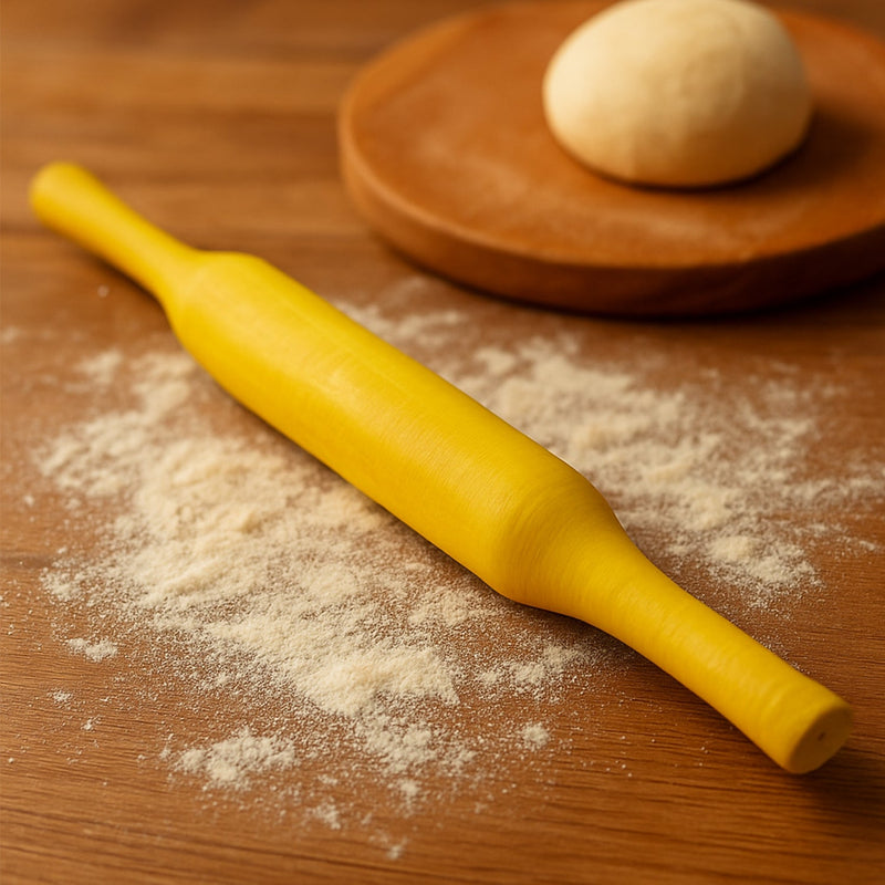 Top view of the traditional Bombay belan, showcasing its sleek wooden design.
