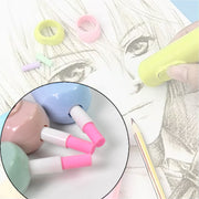 User demonstrating the Electric Eraser Kit for effective and clean corrections on paper.